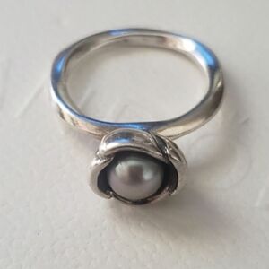 Pandora Silver Bloom/My Wish Genuine Pearl Ring